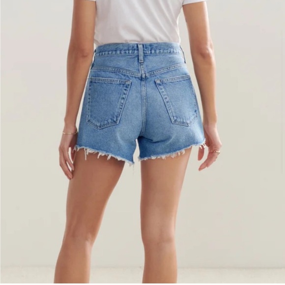 Agolde Parker Long Cutoff Denim Shorts - Picture 3 of 8